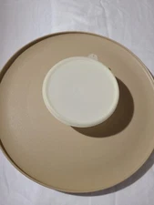 Tupperware Vintage Chip, Dip, and Serve Tan Tray and Bowl w/ Lid 492-5