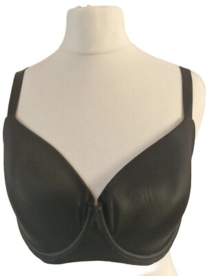 32E Matalan UnderWired T Shirt Bra Black Moulded Cup