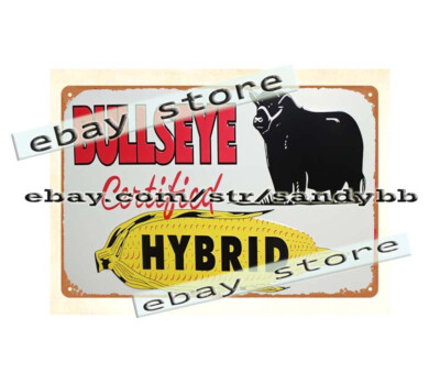 BULLSEYE HYBRID SEED CORN FARM STEER CATTLE ANGUS COW metal tin sign decorate
