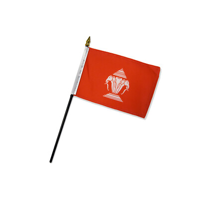 1 Dozen Old Laos Flags 4x6in Stick Flag of Laos Laotian Flag