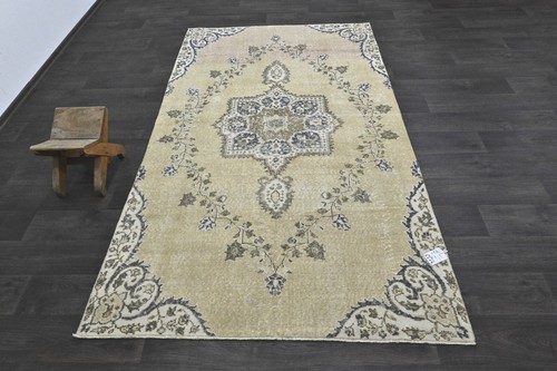 Oushak Turkish Vintage Rug 4x8 Kilim Rug Anatolian Handmade Boho Decor BEIGE