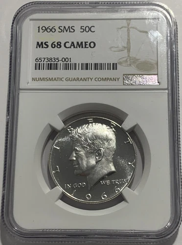 1966 SMS NGC MS68 Came Silver Kennedy Half Dollar Special Set 50c White Lb
