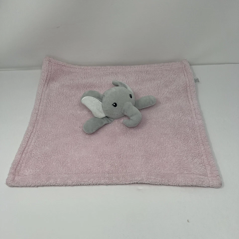 可爱派安全毯 Lovey 粉色和灰色大象毛绒玩具 — 第 3/4 张图片