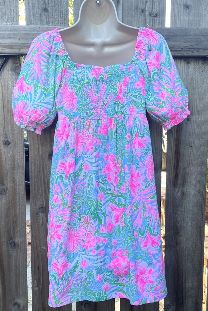 Robe Fille Lilly Pulitzer Kinley - Taille XL 12-14 - Motif Nauti Navy Capri Soleil Pink - Neuve Avec étiquettes
