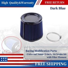 Blue 3 Inch Universal Cold Air Intake Filter Kit High Flow Mesh Cone Replacement Blue 3 Inch Universal Cold Air Intake Filter Kit High Flow Mesh Cone Replacement