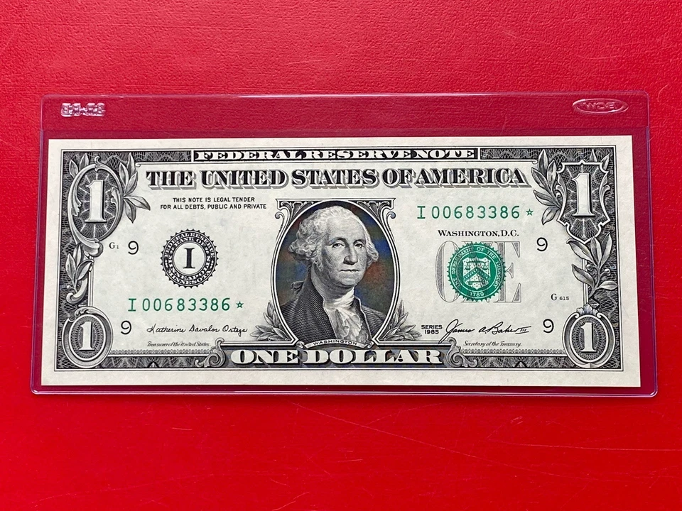 1985 STAR NOTE $1 DOLLAR BILL ( MINNEAPOLIS I ) UNCIRCULATED - Image 2 of 3