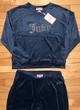 NEW NWT JUICY COUTURE Velour Bling Tracksuit Set in Regal Blue Navy Size M