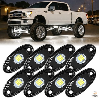 8x White LED Rock Light Pods Lights For JEEP Off Road Truck ATV Under Body Wheel