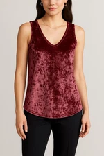 Cynthia Rowley Women Medium Sleeveless Crushed Velvet Tank Top Burgundy