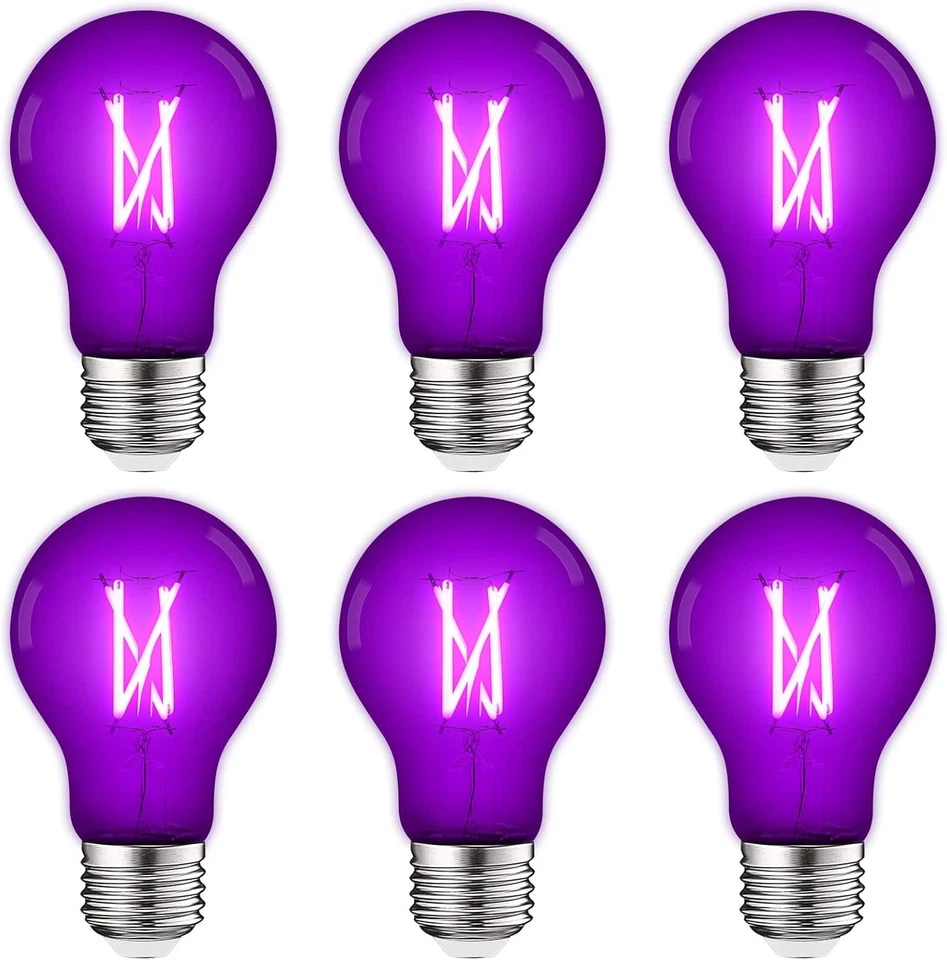Bright Purple A19 LED Bulbs, Event Lighting 6-Pack - Image 3 of 4