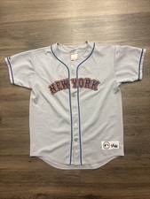 Vintage New York Mets Majestic Gray Stitched Jersey Youth XL Made in USA