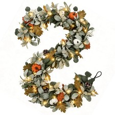 6FT Fall Garland with Lights for Autumn Mantel Decor