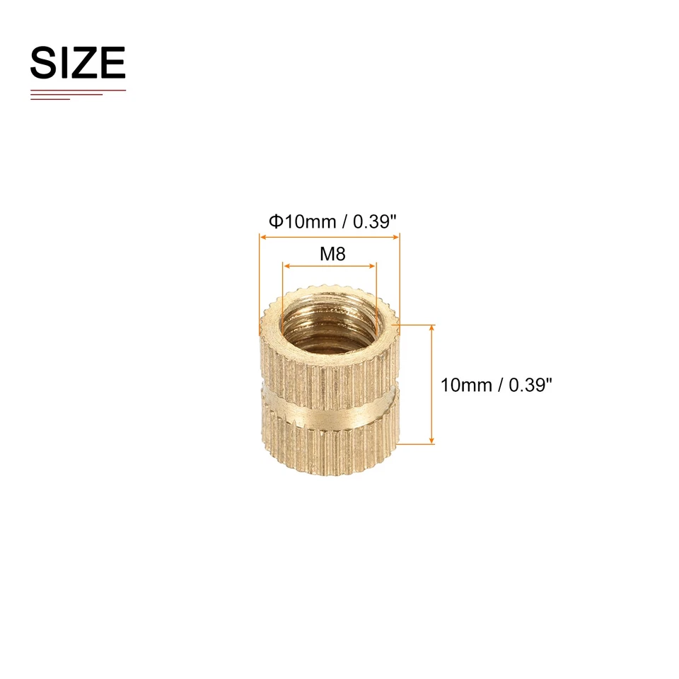 Pacote com 25 porcas de inserção serrilhadas M8x10x10mm boas para conchas de plástico - Imagem 2 de 4