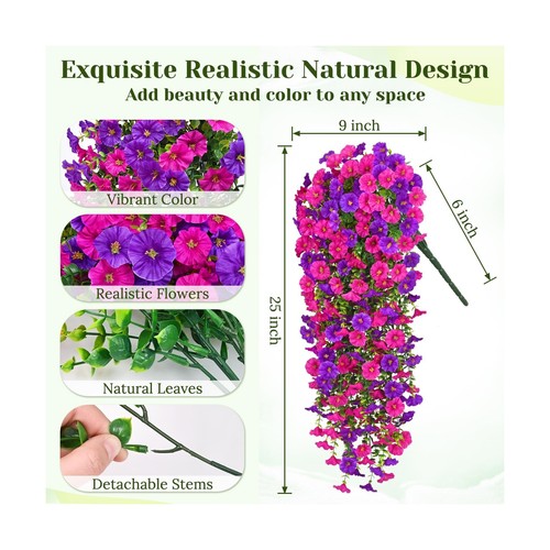 Dolicer 4 Packs Look Real Artificial Flowers for Outdoors, Fake Art... Fast Ship - Picture 4 of 8