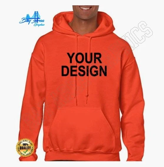 Hi-Vis Custom Hoodie Safety Orange Green Add Your Logo or Text Workwear