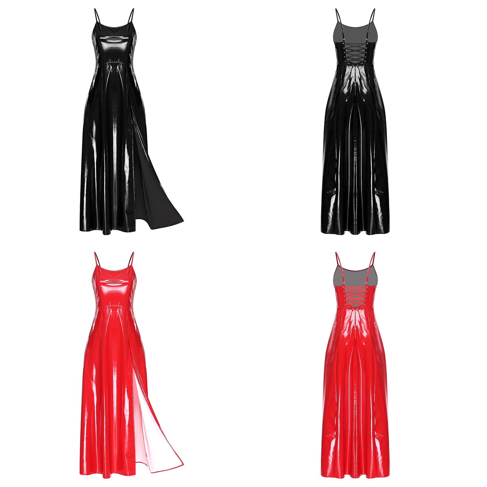 Womens Gothic Dress Raves Maxi Dress Carnival Skirt Bachelor Party Wet Look