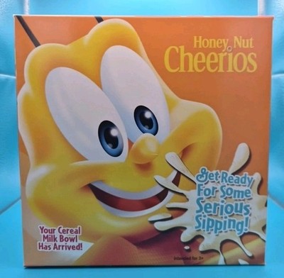 Honey Nut Cheerios  ''Sipping'' Cereal Milk Bowl With Straw Collectors Item