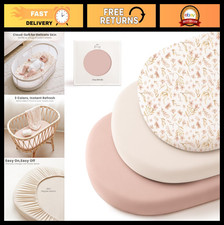 3 Pack Stretchy Baby Bassinet Sheets - Soft Breathable Fit for Oval Cradle  Mos