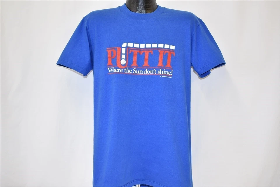 Camiseta divertida vintage años 80 PUTT IT WHERE THE SUN DON'T SHINE GOLF HOLE GRANDE L Foto 2 de 3