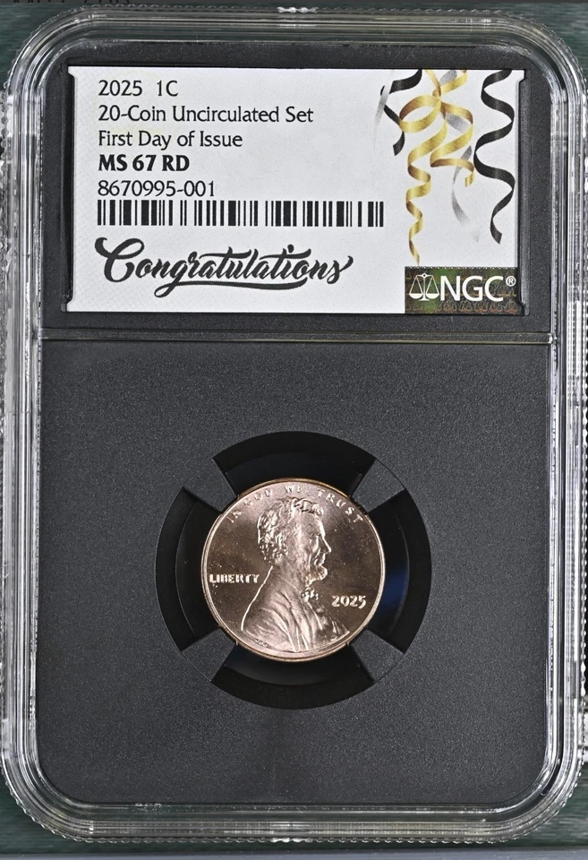 2025 P & D Lincoln SHIELD 1c Cent 2 Coin Set NGC MS67 RD FIRST DAY Issue ,/ FDI - Image 3 of 4