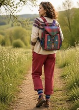 Rucksack Handmade 100%Wool Bright Colours Strong Outdoor Fabric PersianRug Front