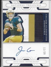 Jack Coan 2022 National Treasures PATCH 11/39 Autograph NOTRE DAME Auto RC RPA