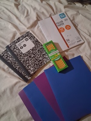 Pen+Gear School Supplies Lot Pencils, Filler Paper, Composition Book, Folders