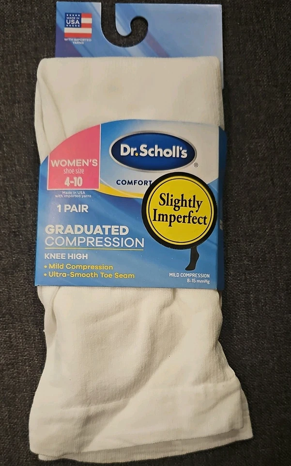 Dr.Scholl's Womens Mild Compression Knee High Socks  Size 4-10 White & Black - Image 3 of 4