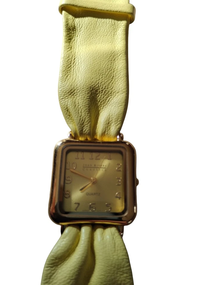 Vin. RELOJ PULSERA JOAN RIVERS CLÁSICO DE CUARZO CORREA DE CUERO SUAVE TONO ORO AMARILLO+++ Foto 3 de 4