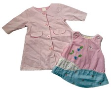 Vintage Baby Girl Dress Coat Lot 6 M Embroidered Floral Butterflies Pink Blue