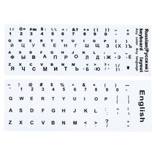 English Russian Keyboard Stickers Frosted White Background Black Lettering