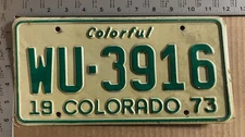 1973 Colorado license plate WU-3916 Kit Carson Ford Chevy Dodge 13583