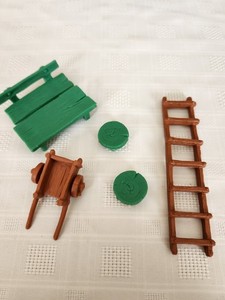 Smurf Complete Garden Playset #1 with Ladder, Bench, 2 Stools, and Wheelbarrow