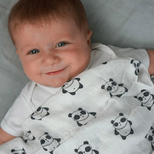 Panda  Neutral Gray 2pk of BAMBOO Muslin Swaddles 50"x50" made from Bamboo, mus