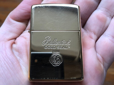 ZIPPO Lighter solid brass Ballantine's gold seal Scotch