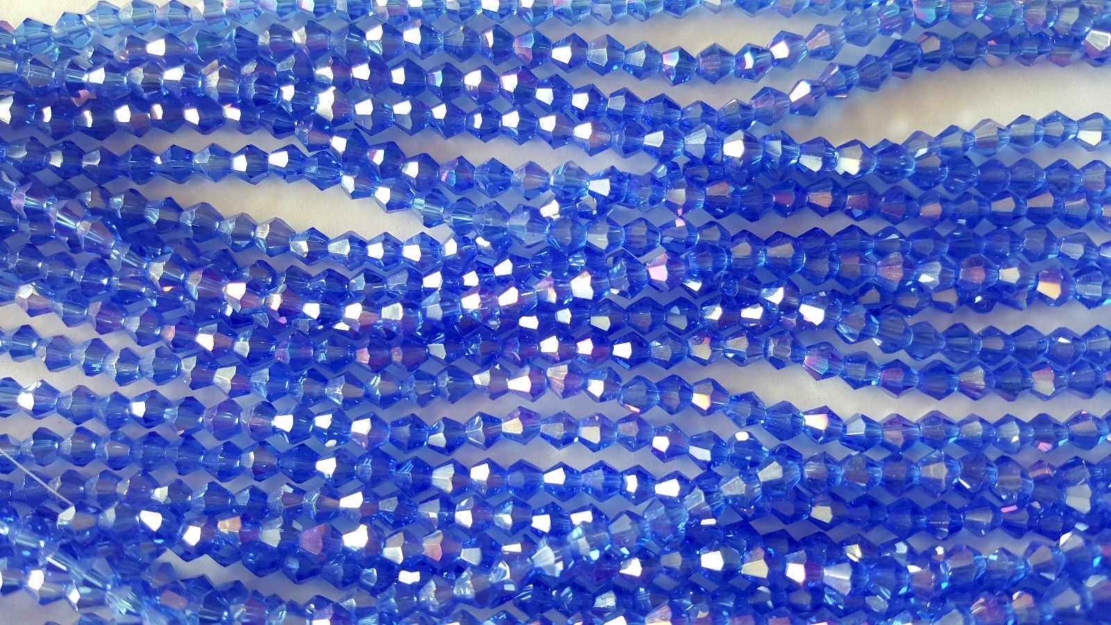 Joblot 10 strings (1000 beads) 4mm Blue AB Bicone Crystal beads new Wholesale