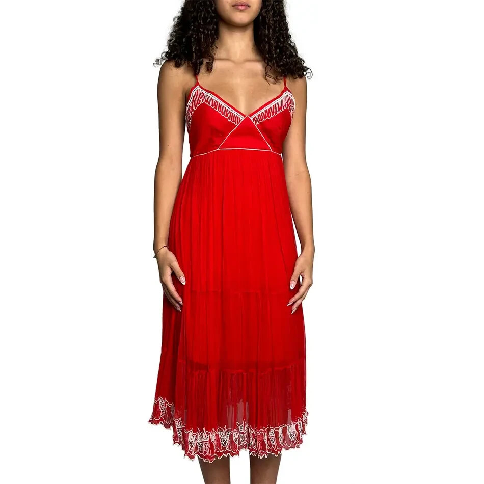 ALICE MCCALL Womens 100% Silk Red Midi Dress Size Australia