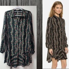 SALE**EXC~CUTE~" Free People" Women Black Floral ShirtDress SHORT Dress S SMALL