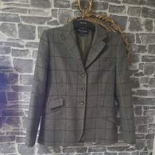 Brian Tucker Ladies Wool Blazer/ Jacket Size 10 Grey Check