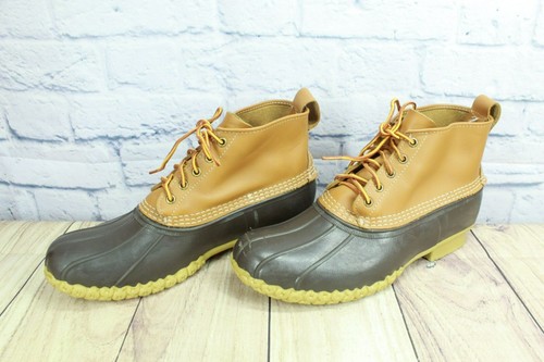 LL Bean Men's Brown Leather Lace Up Unlined Ankle Duck Boots Size 12 M - Picture 2 of 11
