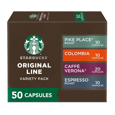 Starbucks by Nespresso Original Line, Intense Variety Pack, 50-Count Espresso Po