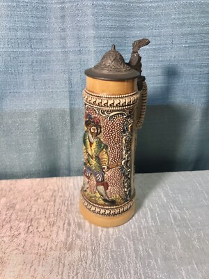 Antique A.Diesinger DRGM 154927 Beer Stein Relief Landsknecht #601 c. 1900s