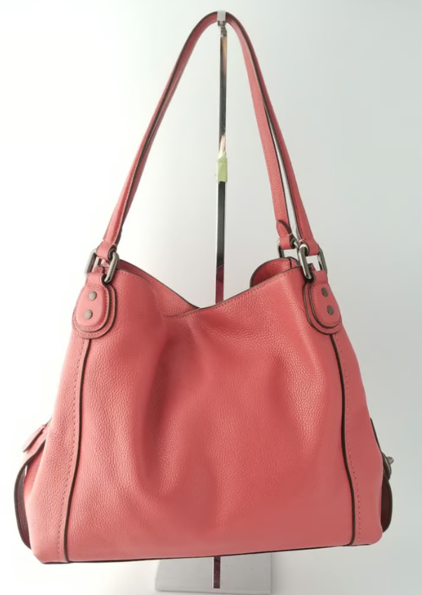 Coach Edie Turnlock 57125 Washed Red Triple Compartment