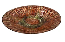 Hand painted Enamel over Copper Bowl 10" Vintage Artist Signed Florence Easly