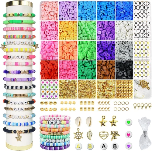3400 Pcs Clay Beads Bracelet Making Kit,Friendship Bracelet Kit - Jewelry Making