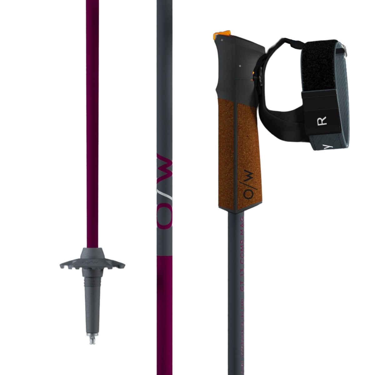 Fischer One Way GT 13 Comp Mag Alpine Ski Poles, Grey/Blackberry