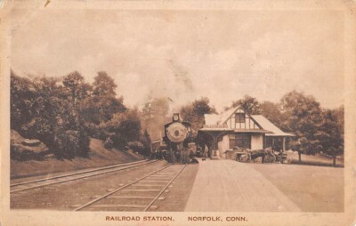 NORFOLK, CT ~ CNE RAILROAD STATION, TRAIN & OTHER VEHICLES, ALBERTYPE ...