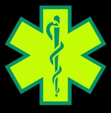 Fluorescent Yellow Green Reflective Star Of Life Decal Fire EMT multiple size