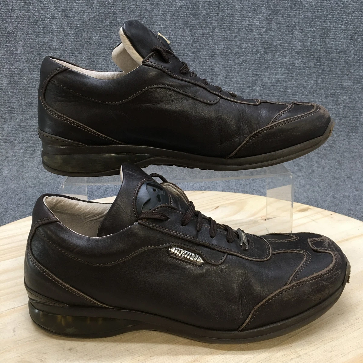Mauri Cellino Uomo Shoes Womens 42 Low Top Sneakers Brown Leather Lace Up Casual