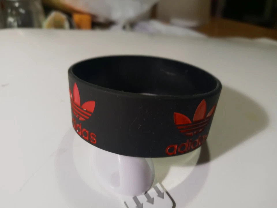 ADIDAS (Silicone Rubber Wristband Cuff Style Bracelet Black/Red )  - U S Seller - Image 2 of 2